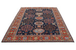 6x9 Navy and Red Traditional Rug