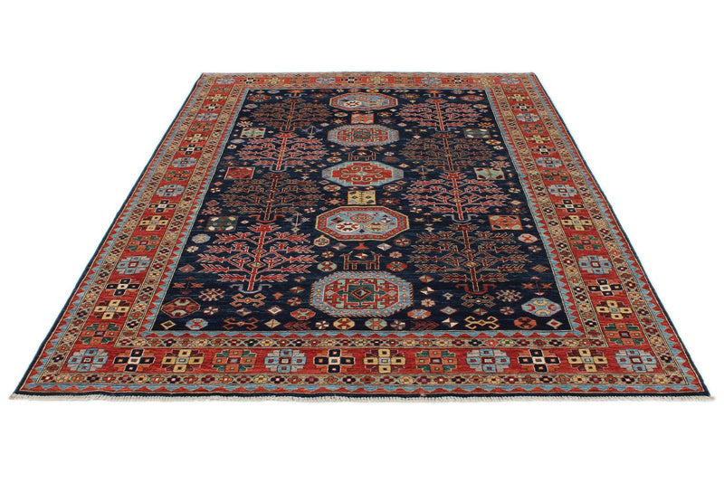 6x9 Navy and Red Traditional Rug