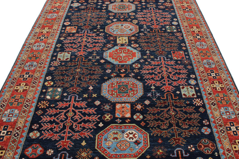 6x9 Navy and Red Traditional Rug