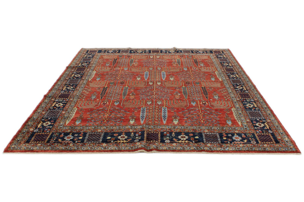 8x10 Burgundy and Navy Traditional Rug