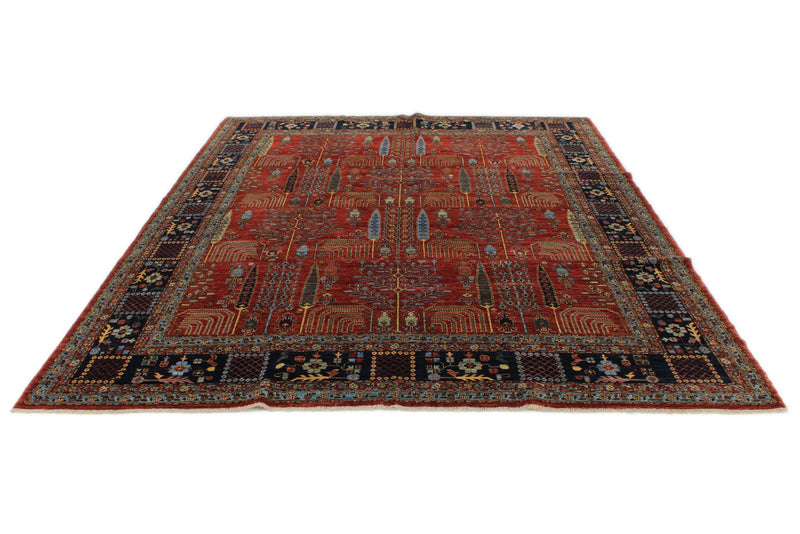 8x10 Burgundy and Navy Traditional Rug