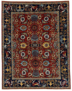8x10 Red and Navy Traditional Rug