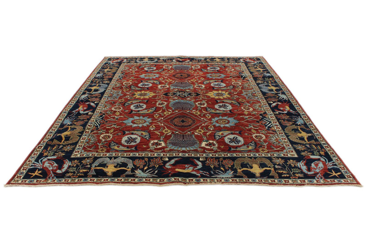 8x10 Red and Navy Traditional Rug