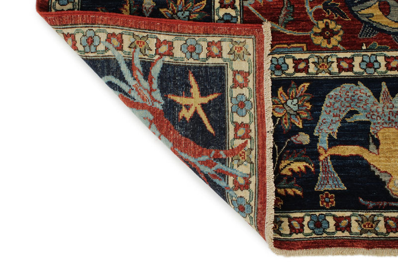 8x10 Red and Navy Traditional Rug