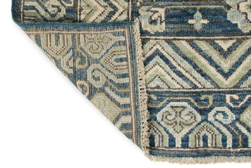 8x10 Blue and Beige Turkish Tribal Rug