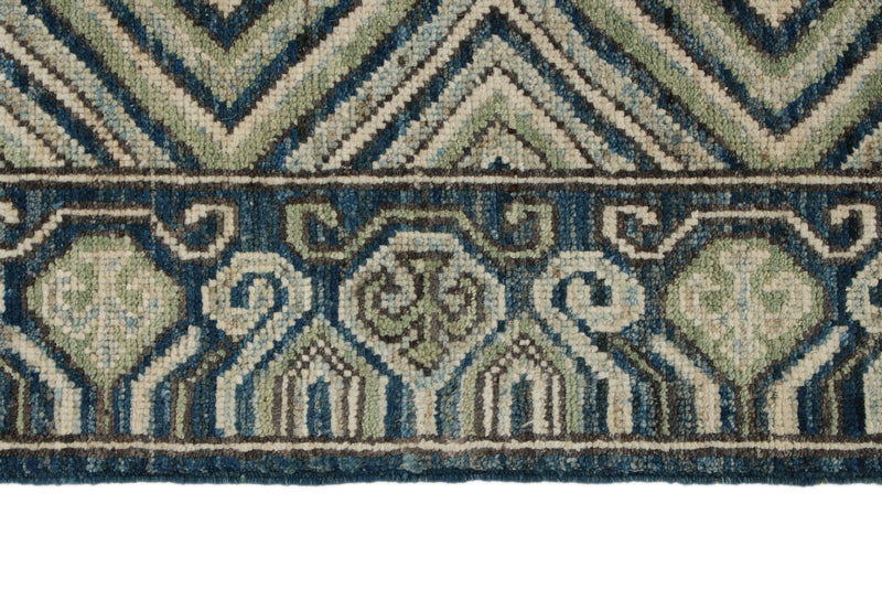 8x10 Blue and Beige Turkish Tribal Rug
