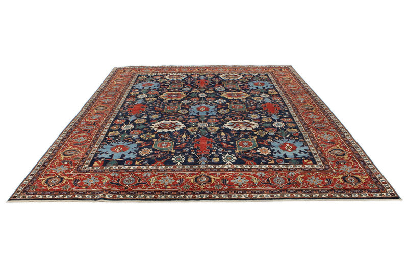 9x11 Navy and Burgundy Traditional Rug