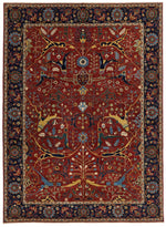 9x12 Red and Navy Traditional Rug