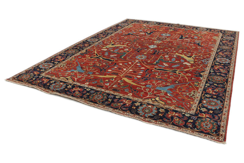 9x12 Red and Navy Traditional Rug