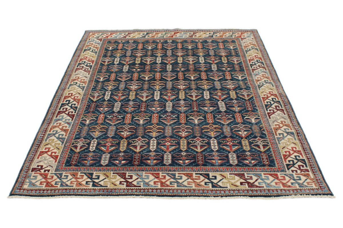 5x7 Navy and Ivory Traditional Rug