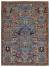 5x7 Blue and Multicolor Traditional Rug