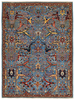 5x7 Blue and Multicolor Traditional Rug