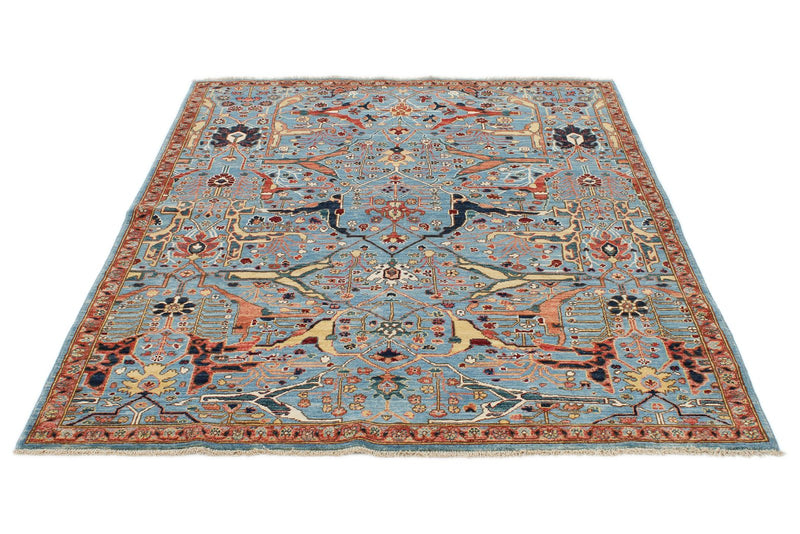 5x7 Blue and Multicolor Traditional Rug