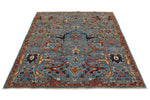 5x7 Blue and Multicolor Traditional Rug