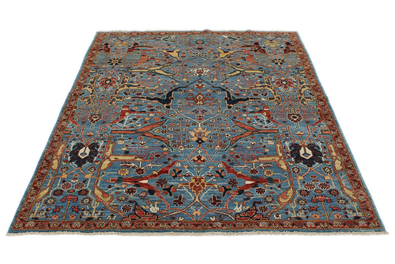 5x7 Blue and Multicolor Traditional Rug
