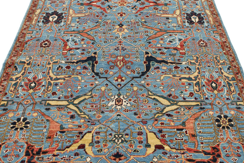 5x7 Blue and Multicolor Traditional Rug