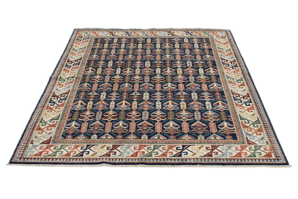 5x7 Navy and Beige Traditional Rug