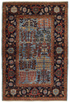 4x6 Blue and Charcoal Traditional Rug