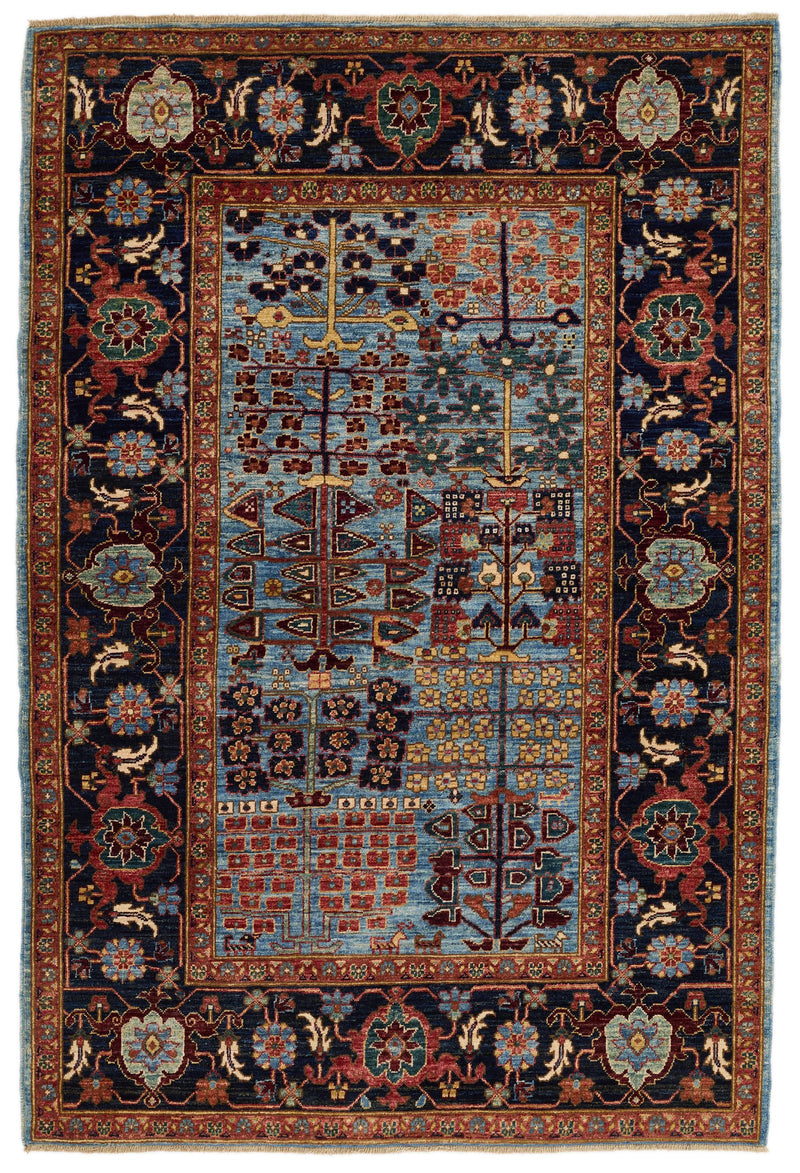 4x6 Blue and Charcoal Traditional Rug