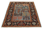4x6 Blue and Charcoal Traditional Rug