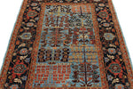 4x6 Blue and Charcoal Traditional Rug