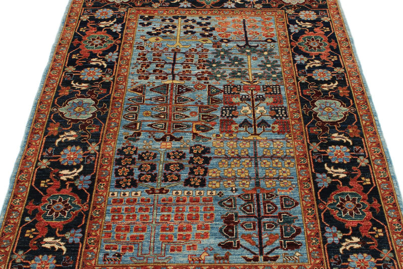 4x6 Blue and Charcoal Traditional Rug