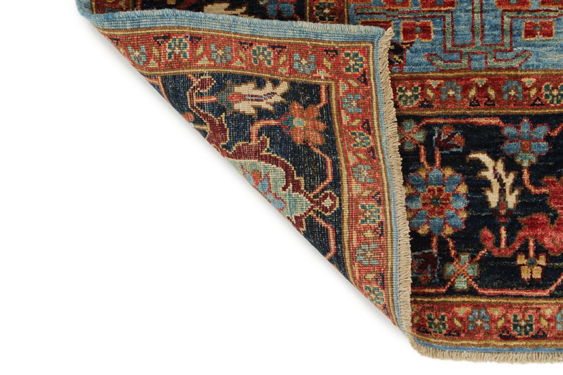 4x6 Blue and Charcoal Traditional Rug