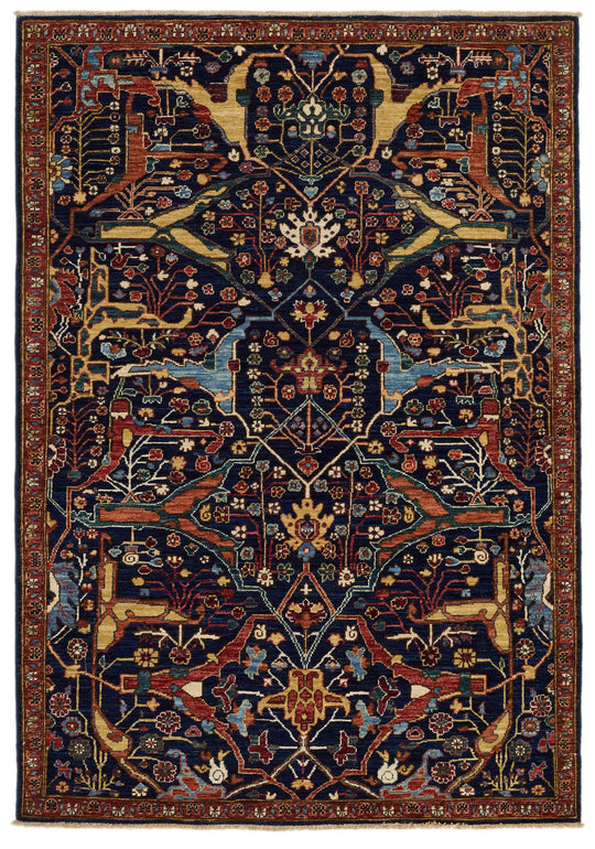 4x6 Navy and Multicolor Traditional Rug