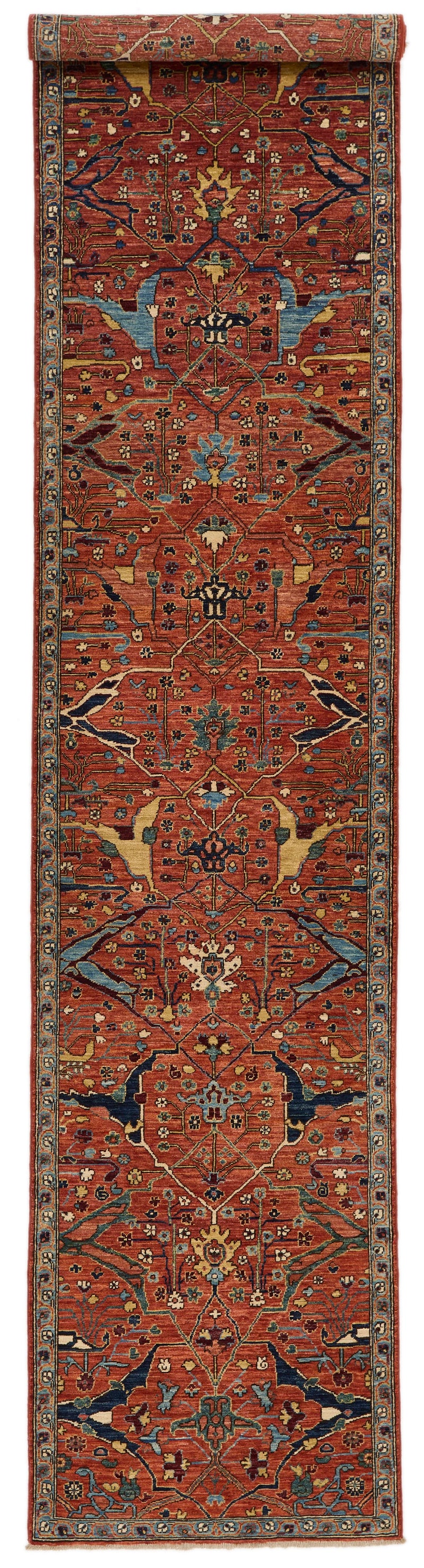 3x14 Rust and Gray Traditional Runner