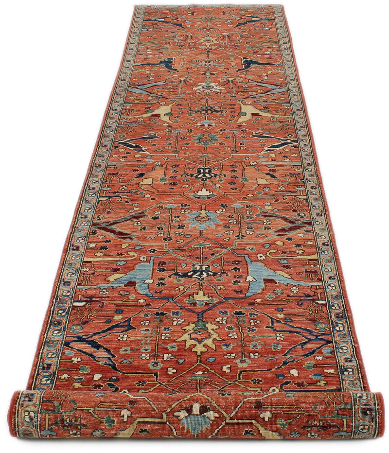 3x14 Rust and Gray Traditional Runner