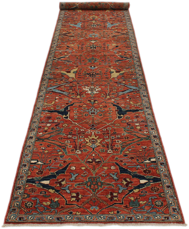3x14 Rust and Gray Traditional Runner
