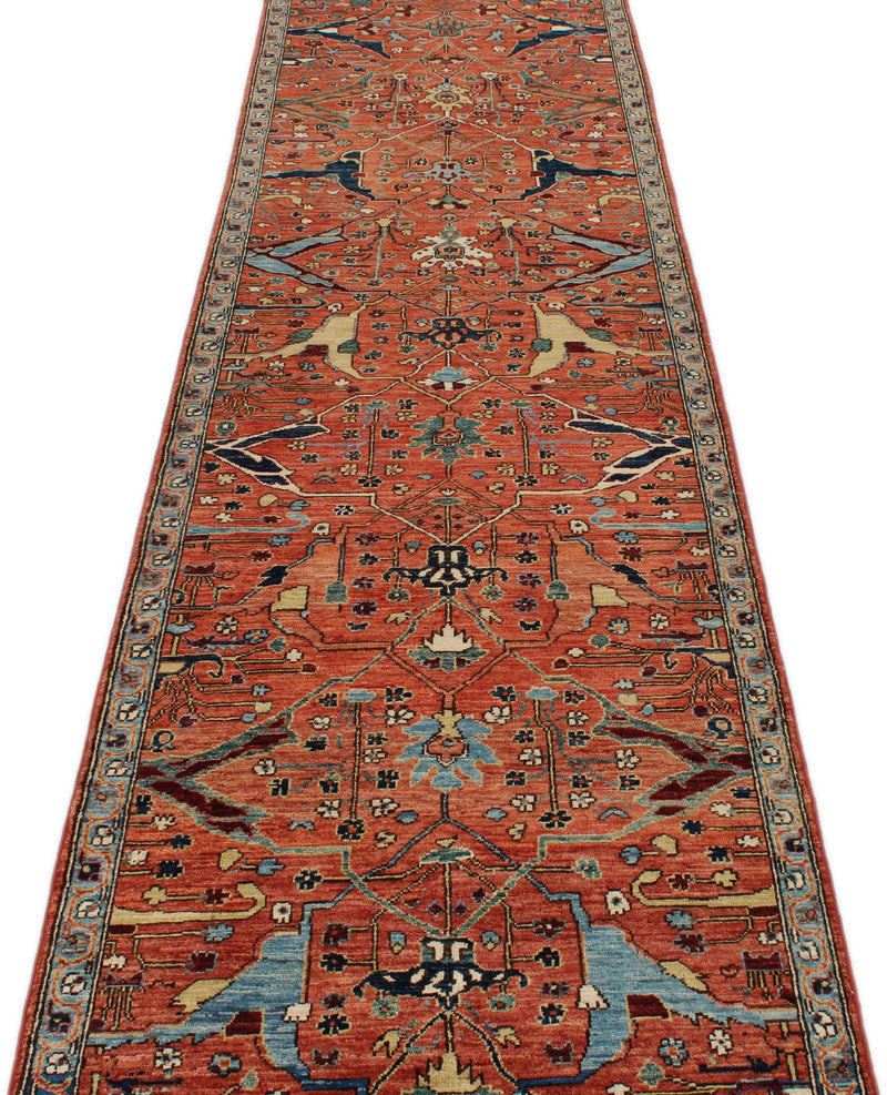 3x14 Rust and Gray Traditional Runner