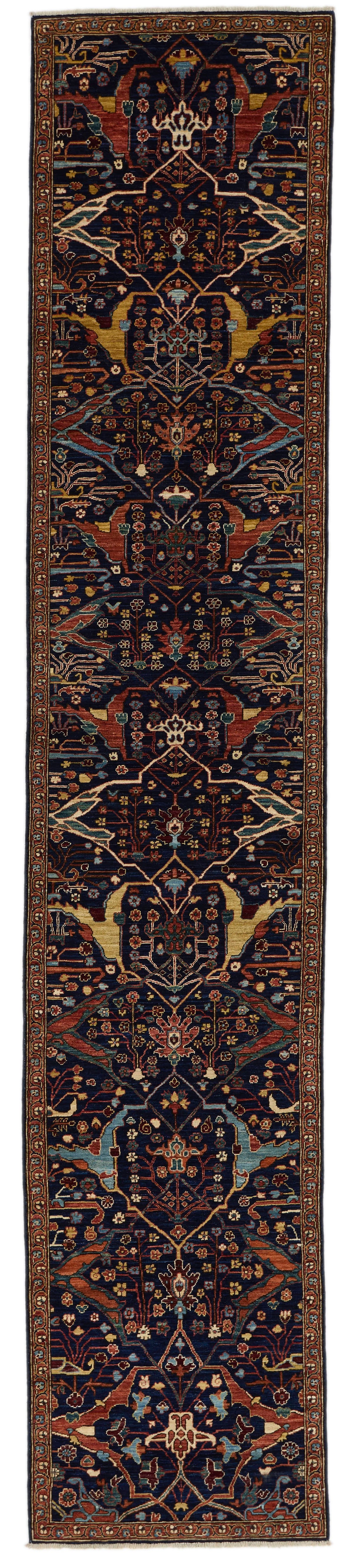 3x14 Navy and Multicolor Traditional Runner