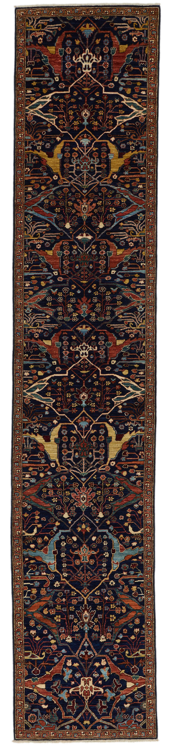 3x14 Navy and Multicolor Traditional Runner