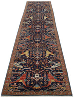 3x14 Navy and Multicolor Traditional Runner