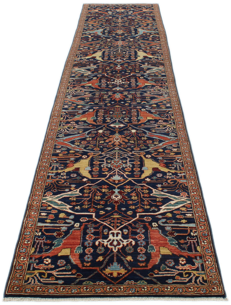 3x14 Navy and Multicolor Traditional Runner