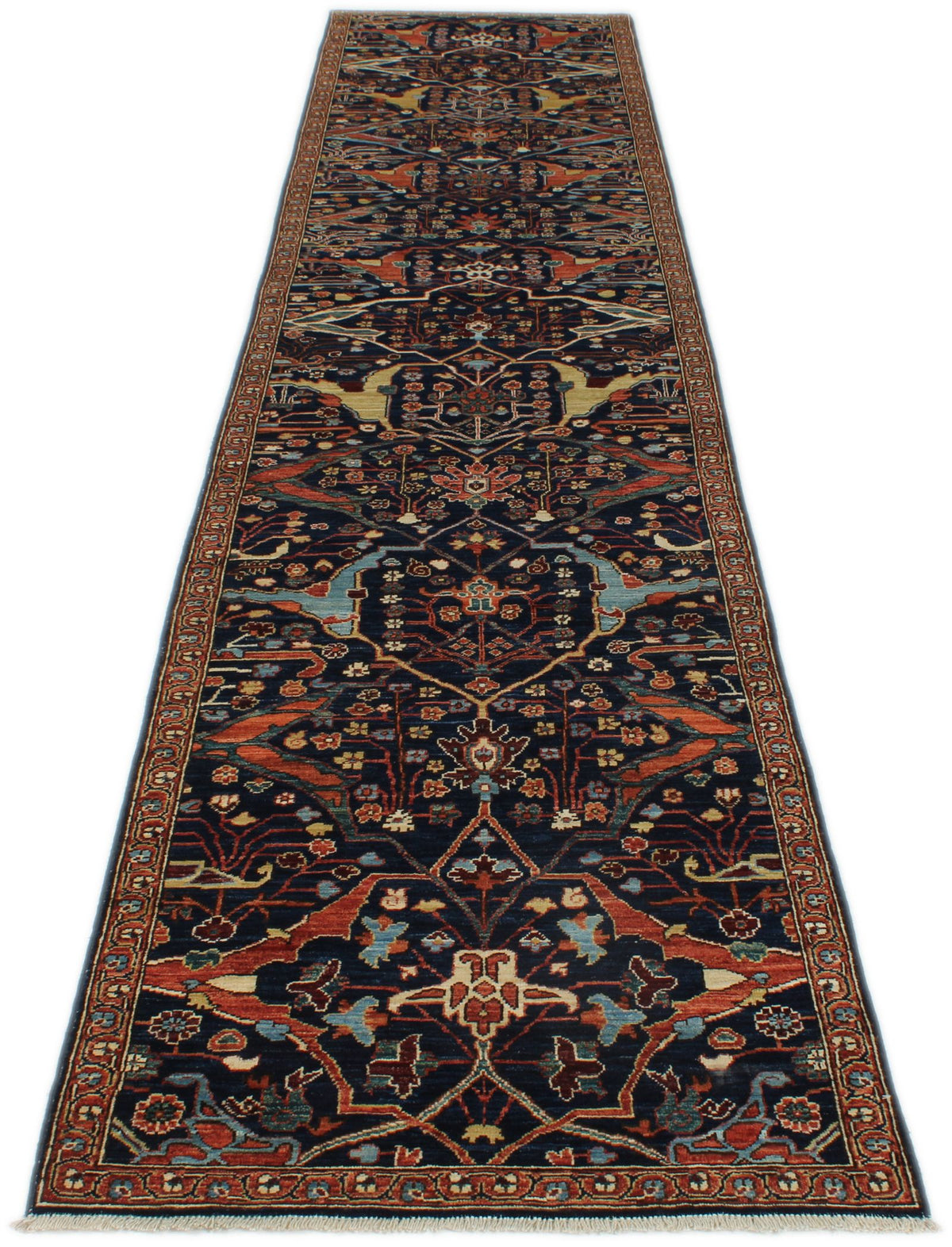 3x14 Navy and Multicolor Traditional Runner