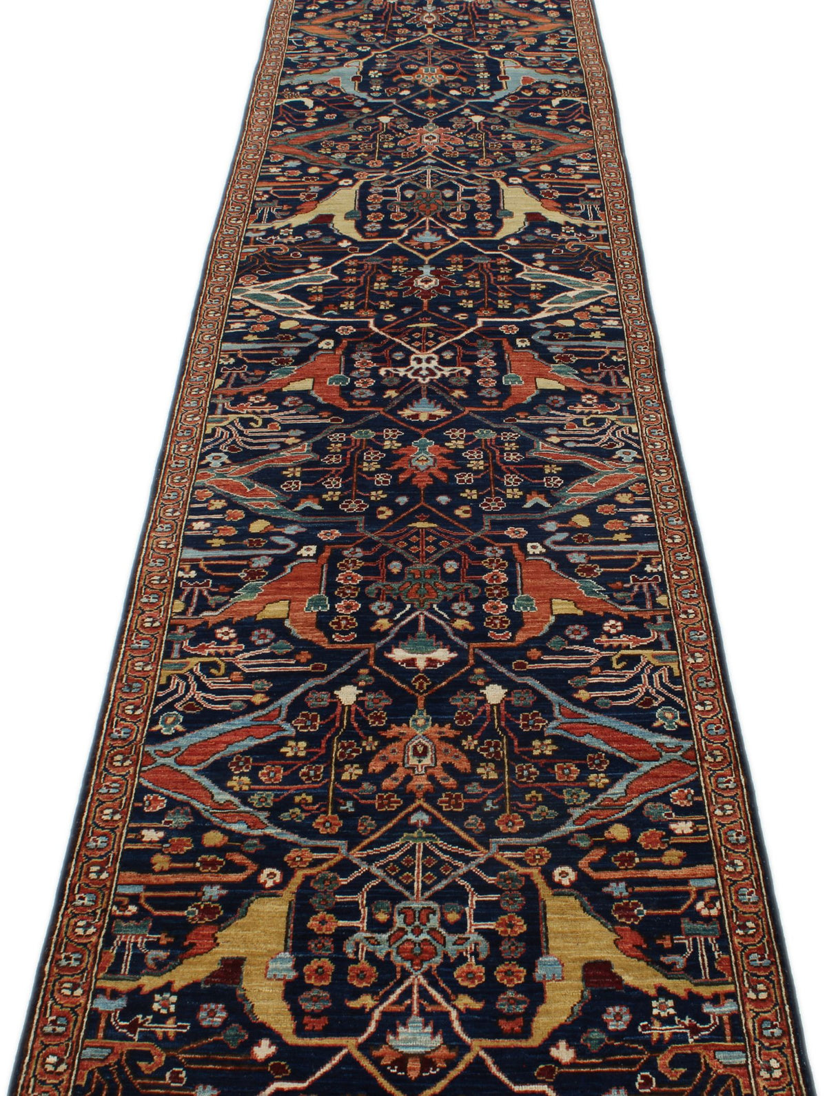 3x14 Navy and Multicolor Traditional Runner