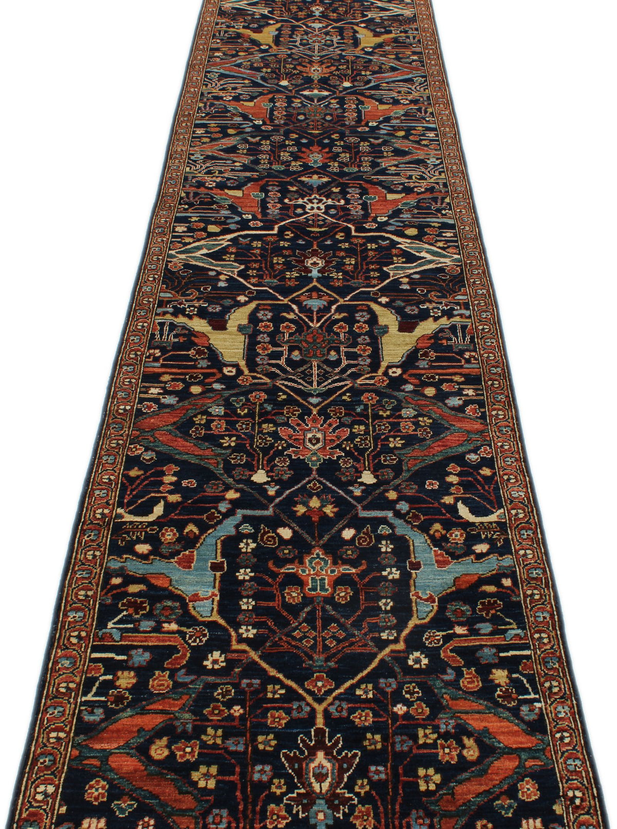 3x14 Navy and Multicolor Traditional Runner