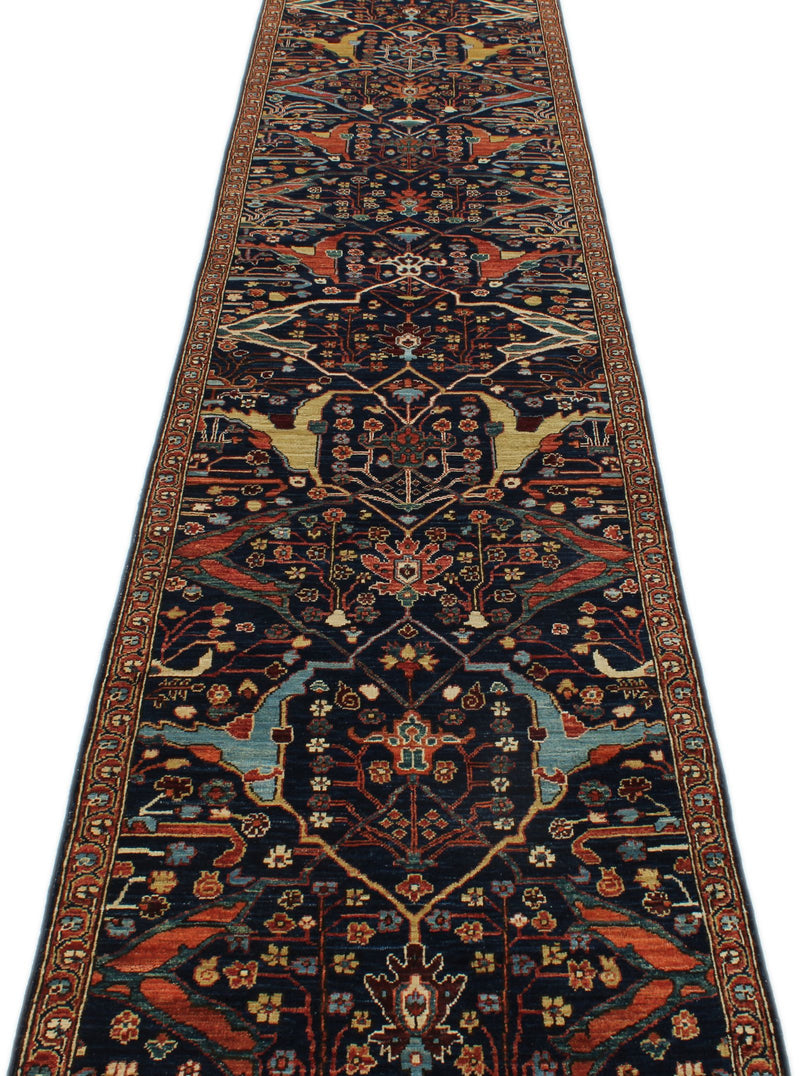 3x14 Navy and Multicolor Traditional Runner