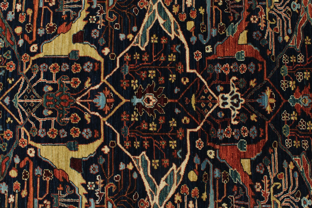 3x14 Navy and Multicolor Traditional Runner