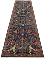 3x12 Navy and Red Traditional Runner