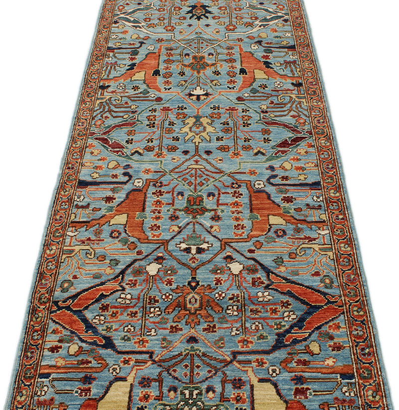 3x15 Blue and Multicolor Traditional Runner