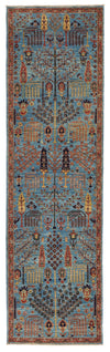 3x10 Blue and Multicolor Traditional Runner