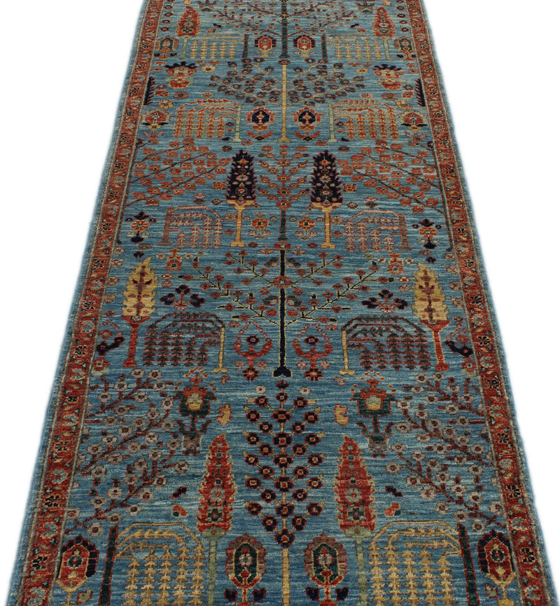 3x10 Blue and Multicolor Traditional Runner