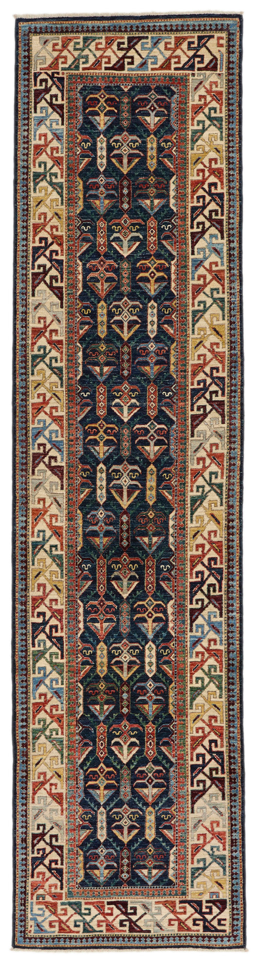 3x11 Navy and Beige Traditional Runner