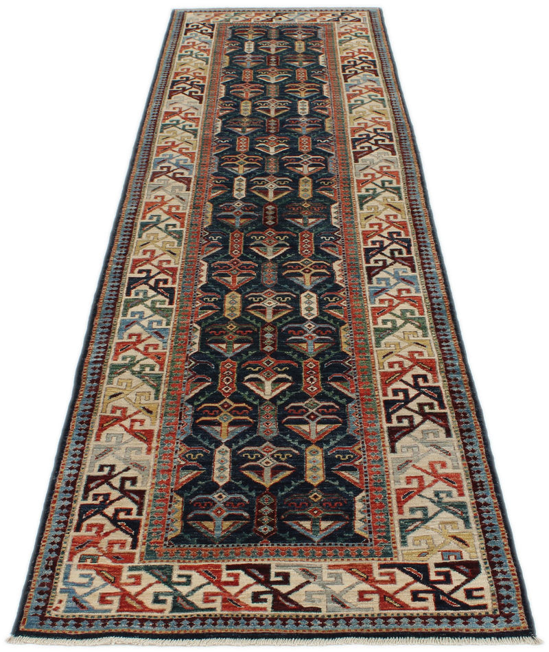 3x11 Navy and Beige Traditional Runner