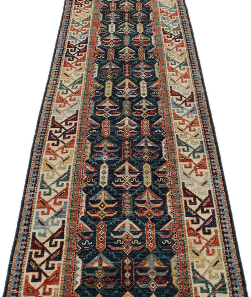 3x11 Navy and Beige Traditional Runner