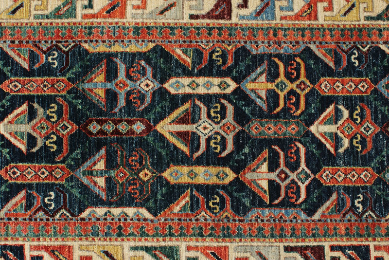 3x11 Navy and Beige Traditional Runner