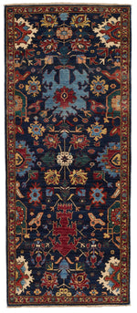 3x7 Navy and Multicolor Traditional Runner